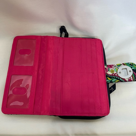 Vera Bradley Black and Pink Floral Wallet Dogwood KISS-n-Snap Wallet - Picture 6 of 10